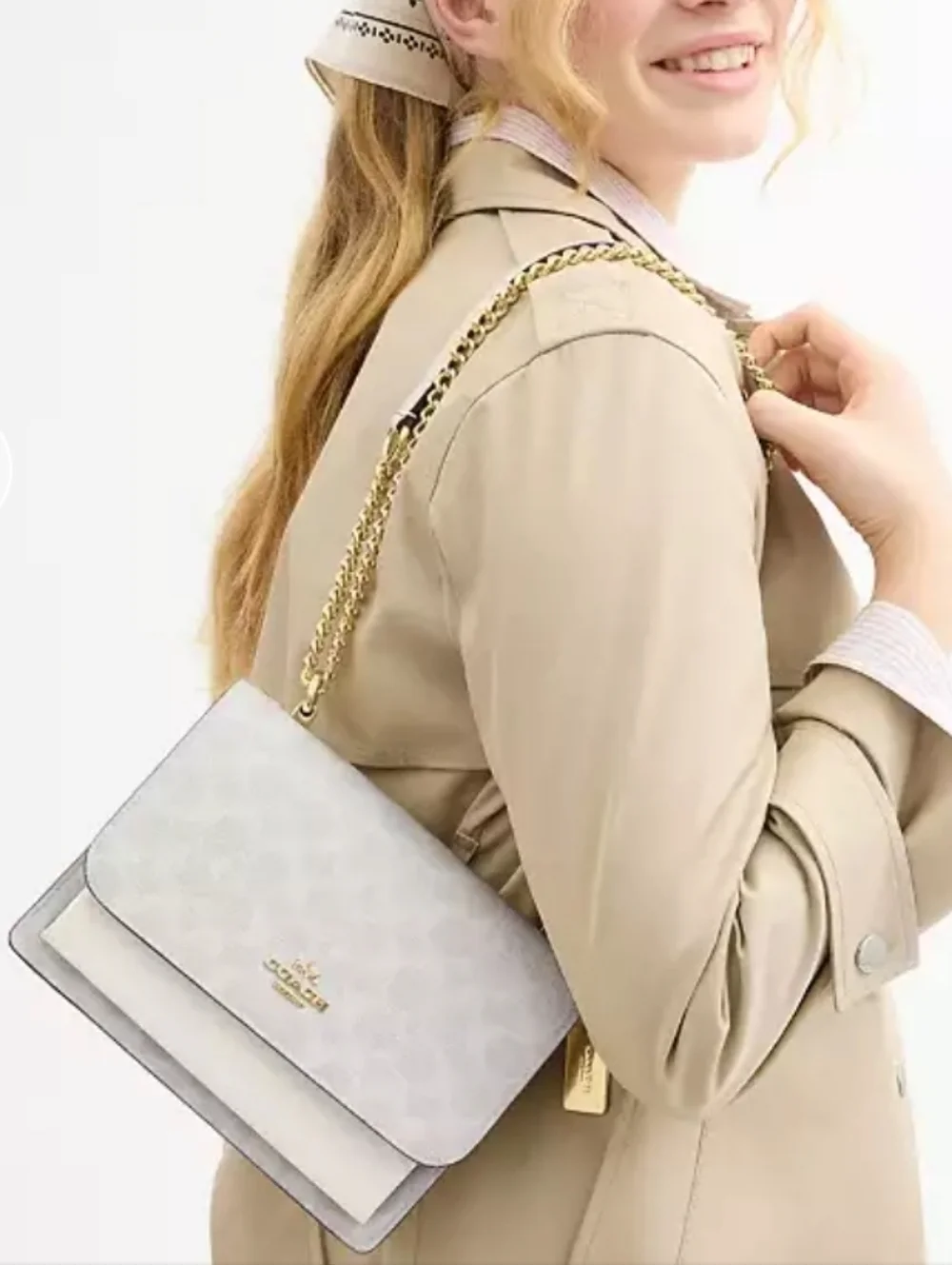 Coach Klare In Signature Canvas Leather Crossbody with Gold Chain - Picture 2 of 9